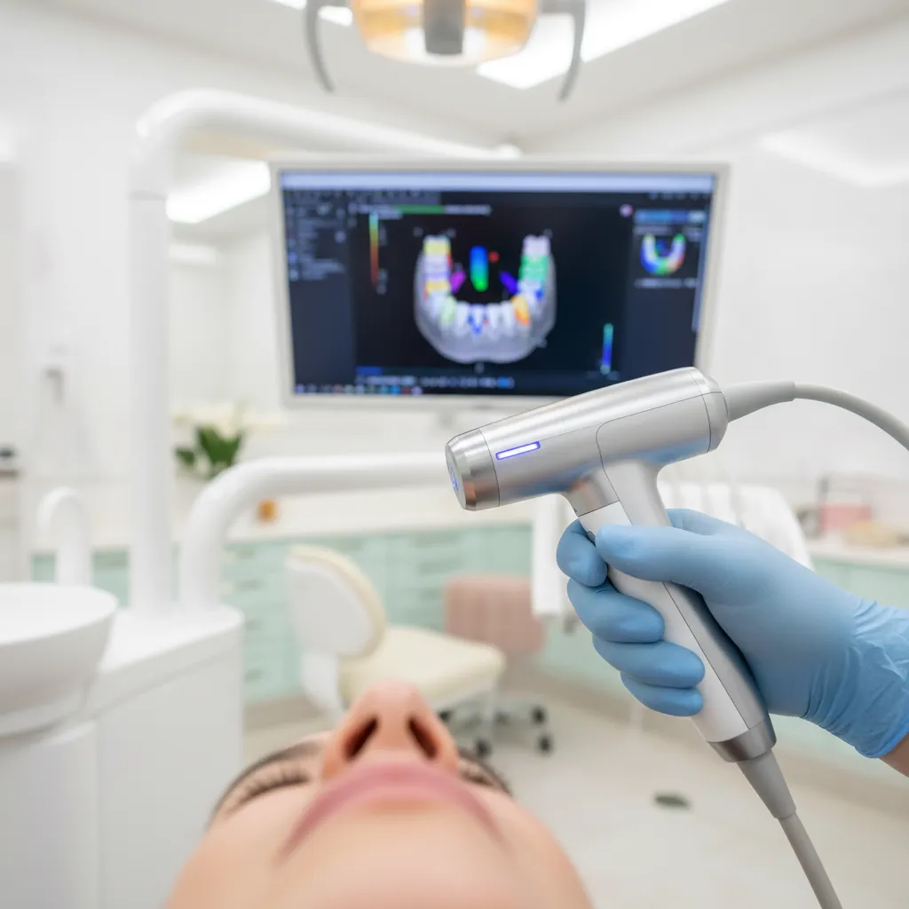 Dentiste utilisant un scanner dentaire 3D pour diagnostic implants Bô Sourire