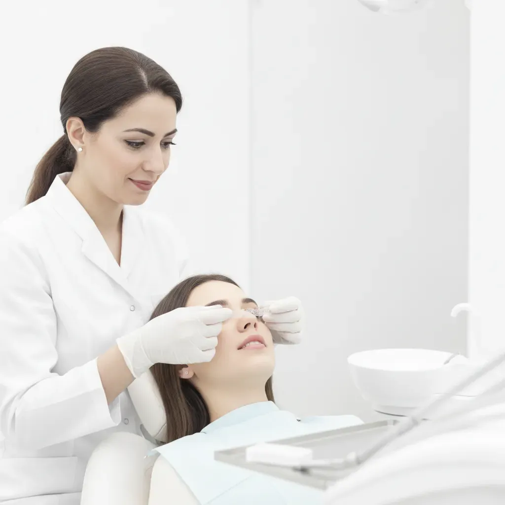 Dr Bouchra Bouslikhane appliquant un traitement orthodontique Invisalign à un patient à Rabat