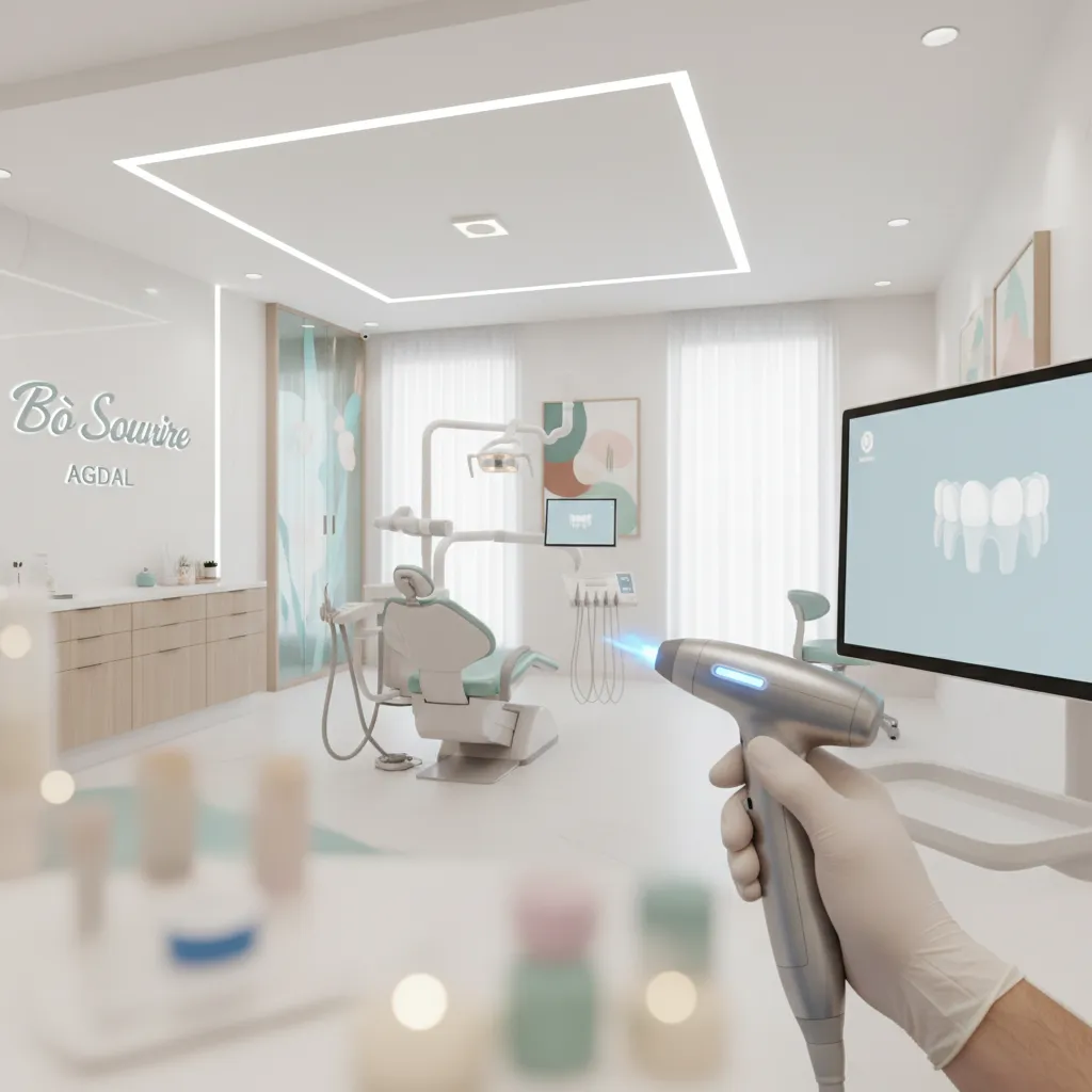 Intérieur moderne clinique dentaire Bô Sourire Agdal Rabat avec équipement de pointe