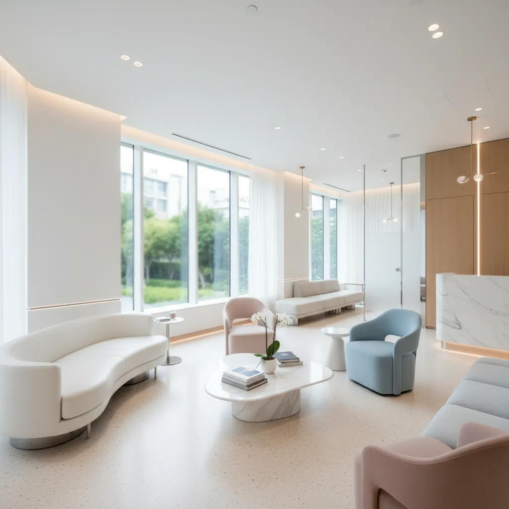 Intérieur moderne clinique dentaire Bô Sourire Rabat avec espace d'attente confortable