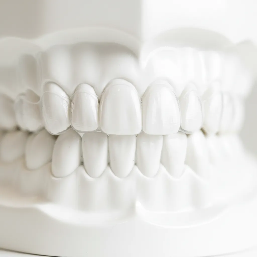 Gouttières transparentes Invisalign sur modèle dentaire, traitement orthodontie Dr Bouslikhane Rabat